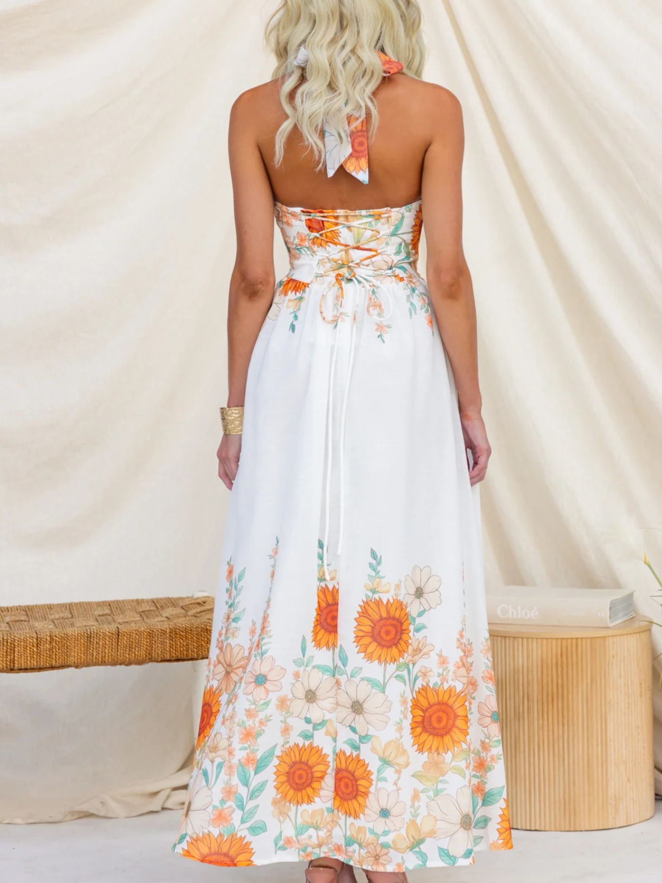 Hazel Blues® |  Floral Print Halter Neck Maxi Dress
