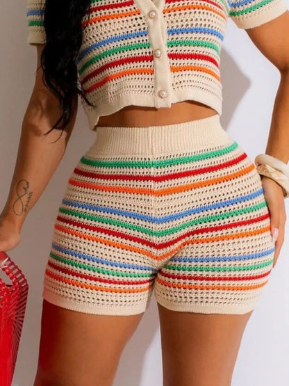 Hazel Blues® |  Crochet Crush Shorts | Crochet Striped Shorts