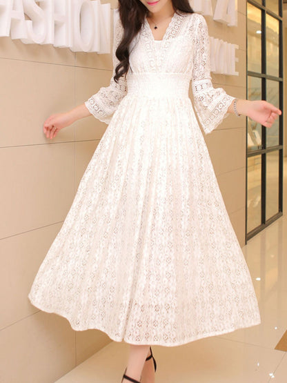 Hazel Blues® |  Lace 3/4 Sleeve Midi Dress