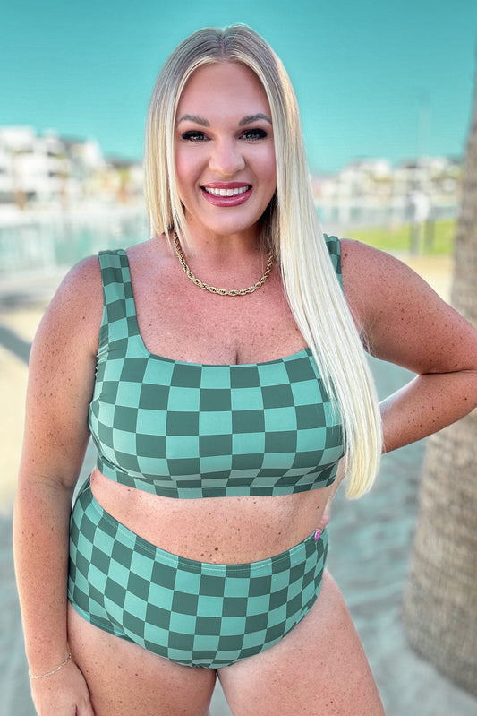 Hazel Blues® | Bali Checkered High Waisted Swim Bottoms
