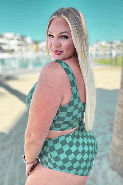 Hazel Blues® | Bali Checkered High Waisted Swim Bottoms
