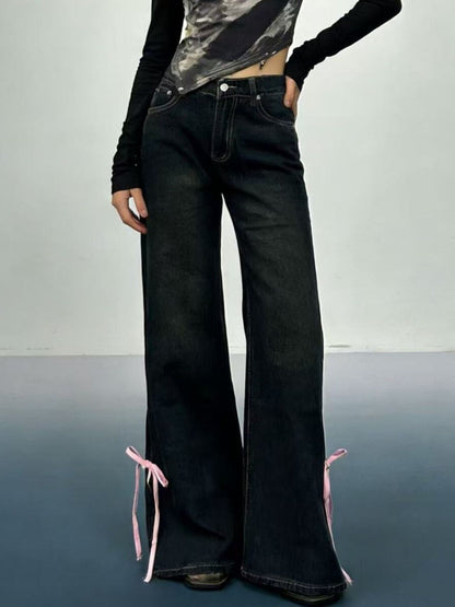 Hazel Blues® |  Ribbon Detail Flare Jeans