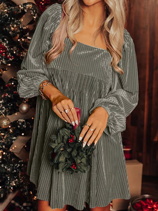 Hazel Blues® |  Tie Back Square Neck Velvet Babydoll Dress