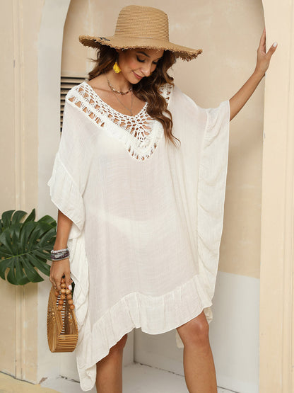 Hazel Blues® | Cutout Ruffled Half Sleeve Cover-Up