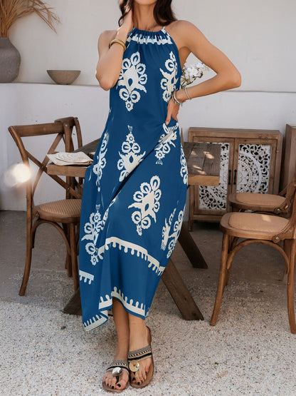 Hazel Blues® |  Devine Grecian Neck Printed Maxi Dress