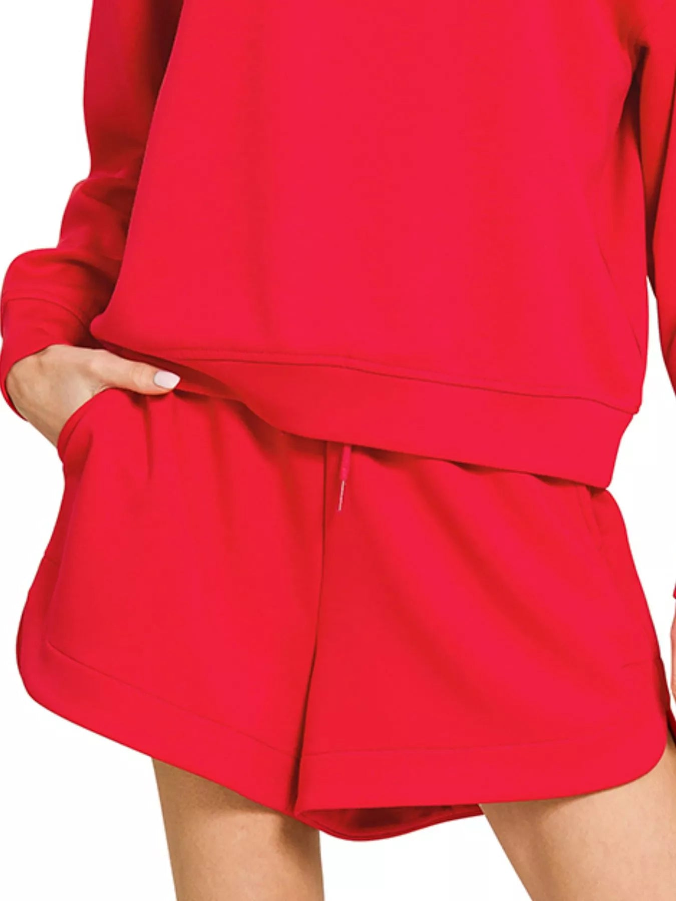 Hazel Blues® |  Zenana Scuba Long Sleeve Sweatshirt and Shorts Set