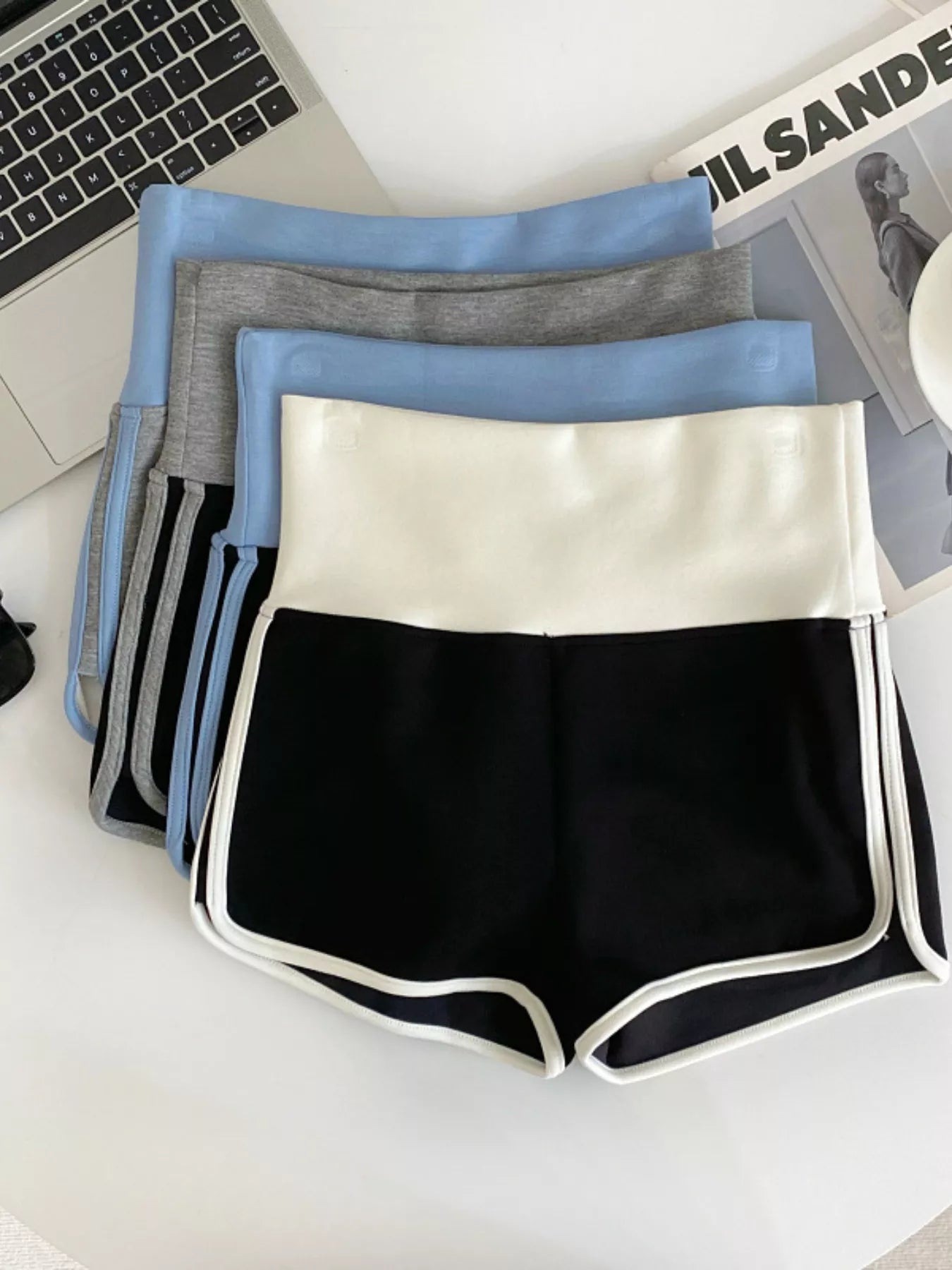 Hazel Blues® |  High Waist Contrast Trim Shorts