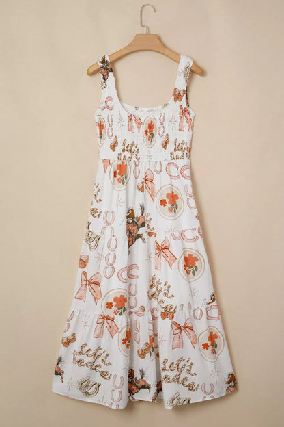 Hazel Blues® |  Western Horseshoe Print U-Neck Sleeveless Midi Dress