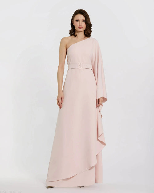 Pink Crepe One Sleeve Belted Kaftan Dress - FINAL SALE