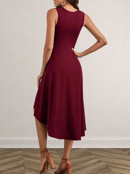 Hazel Blues® |  Ruched Round Neck Sleeveless Dress