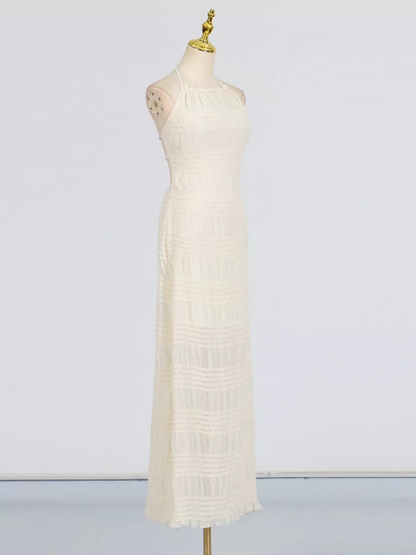Hazel Blues® |  Ruched Halter Neck Maxi Dress