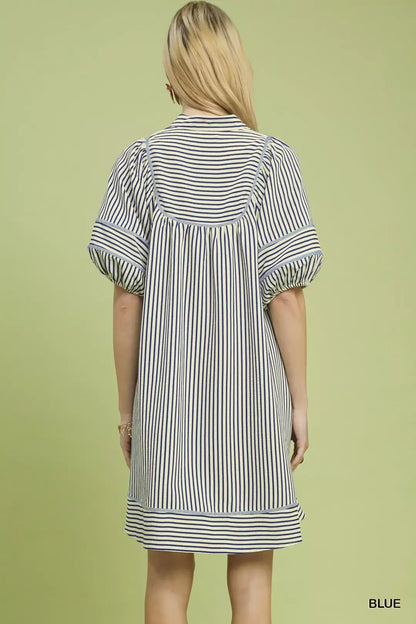 Hazel Blues® |  Umgee Striped Puff Sleeve Shift Dress