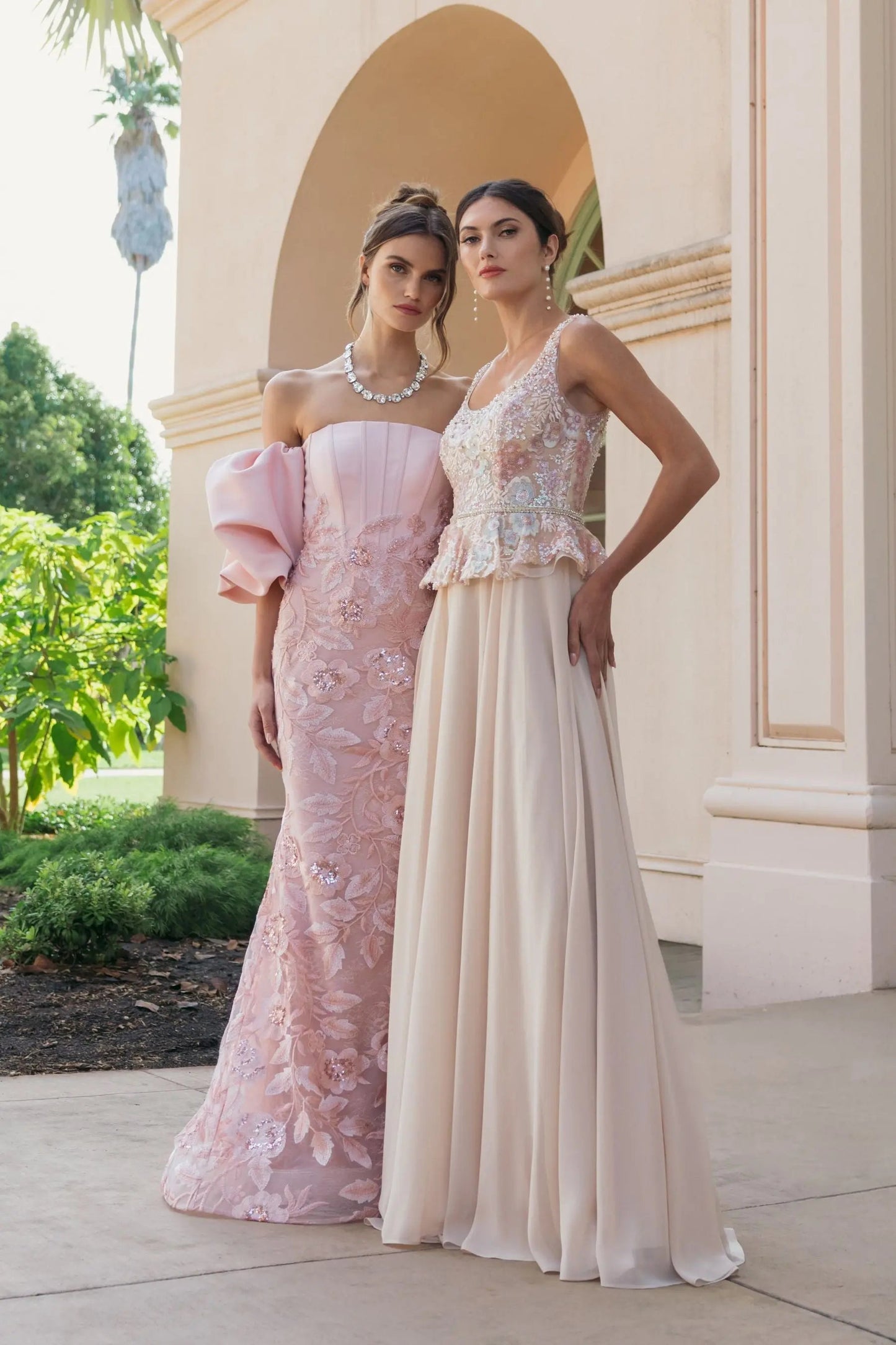 Pink Satin Off The Shoulder Embroidered Mermaid Gown