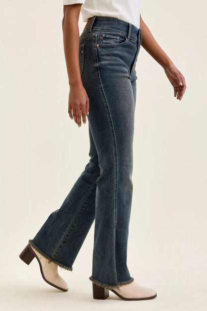 Hazel Blues® |  Judy Blue High Waist Double Button Frayed Hem Jeans