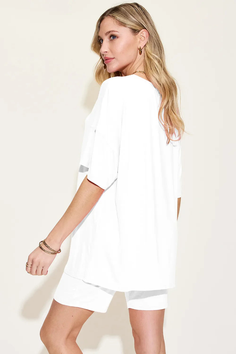 Hazel Blues® |  Basic Bae Bamboo V-Neck Drop Shoulder T-Shirt and Shorts Set