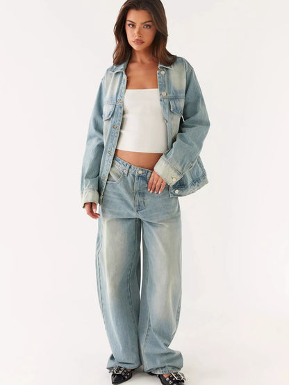 Hazel Blues® |  Button Up Denim Jacket and Jeans Set