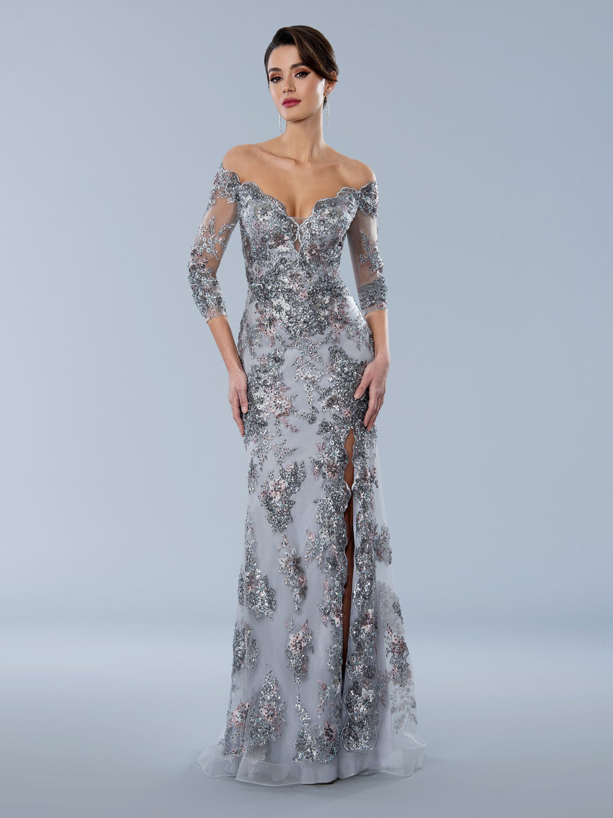 Stella Couture 24366 Long Formal Beaded Applique Evening Dress