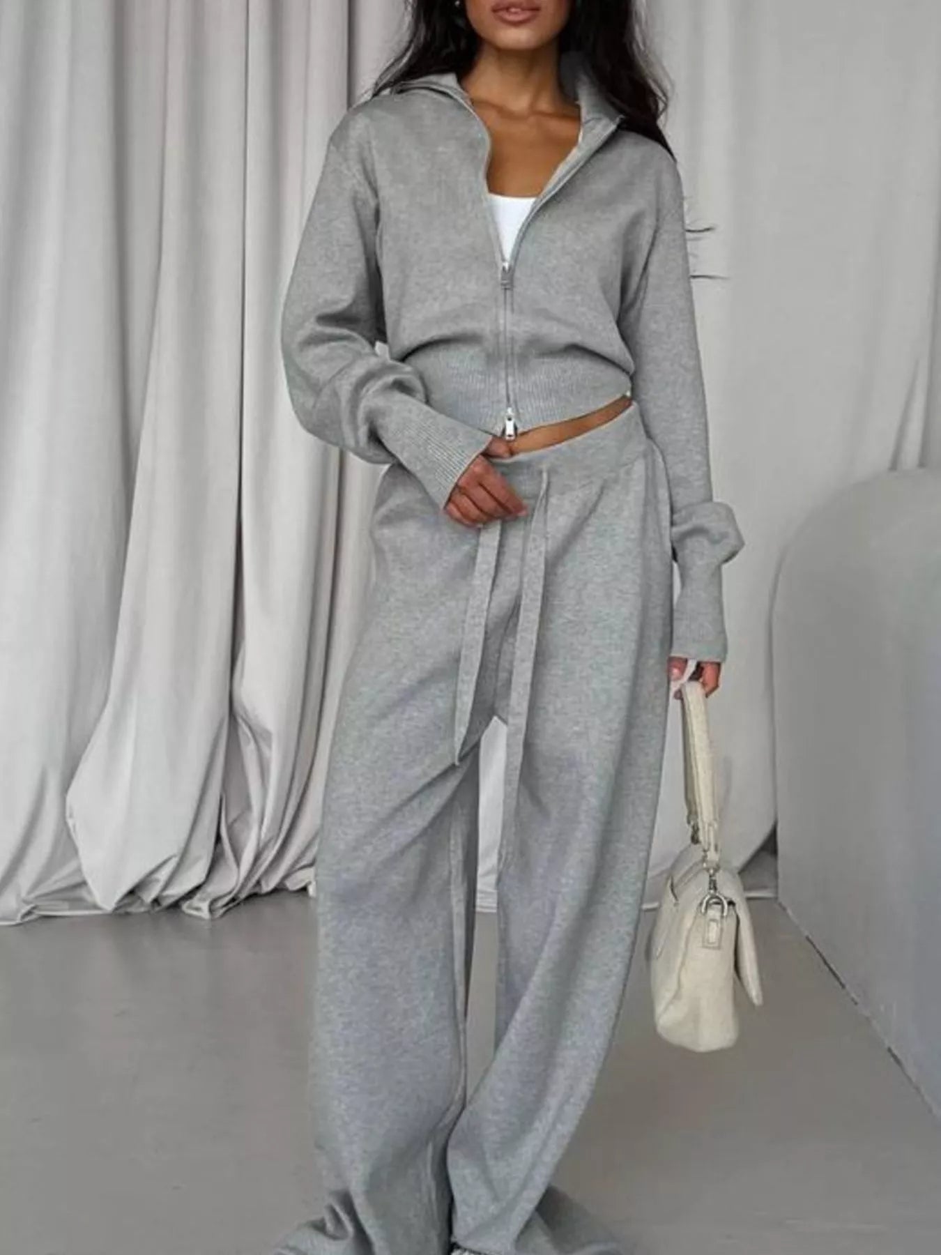 Hazel Blues® |  Zip-Up Outerwear and  Drawstring Pants Set