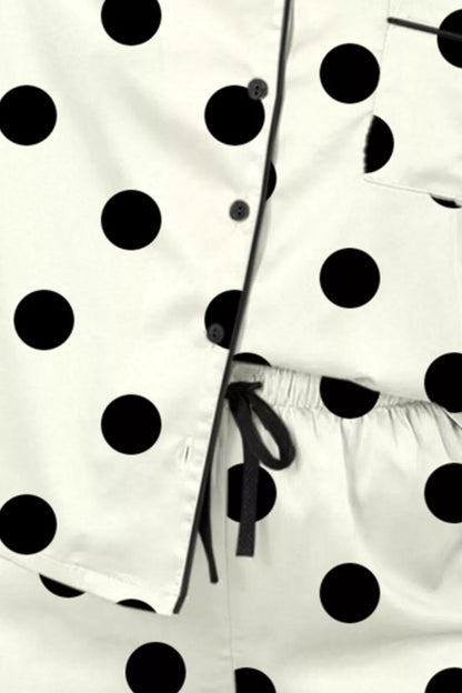 Hazel Blues® |  Polka Dot Button Up Top and Shorts Lounge Set