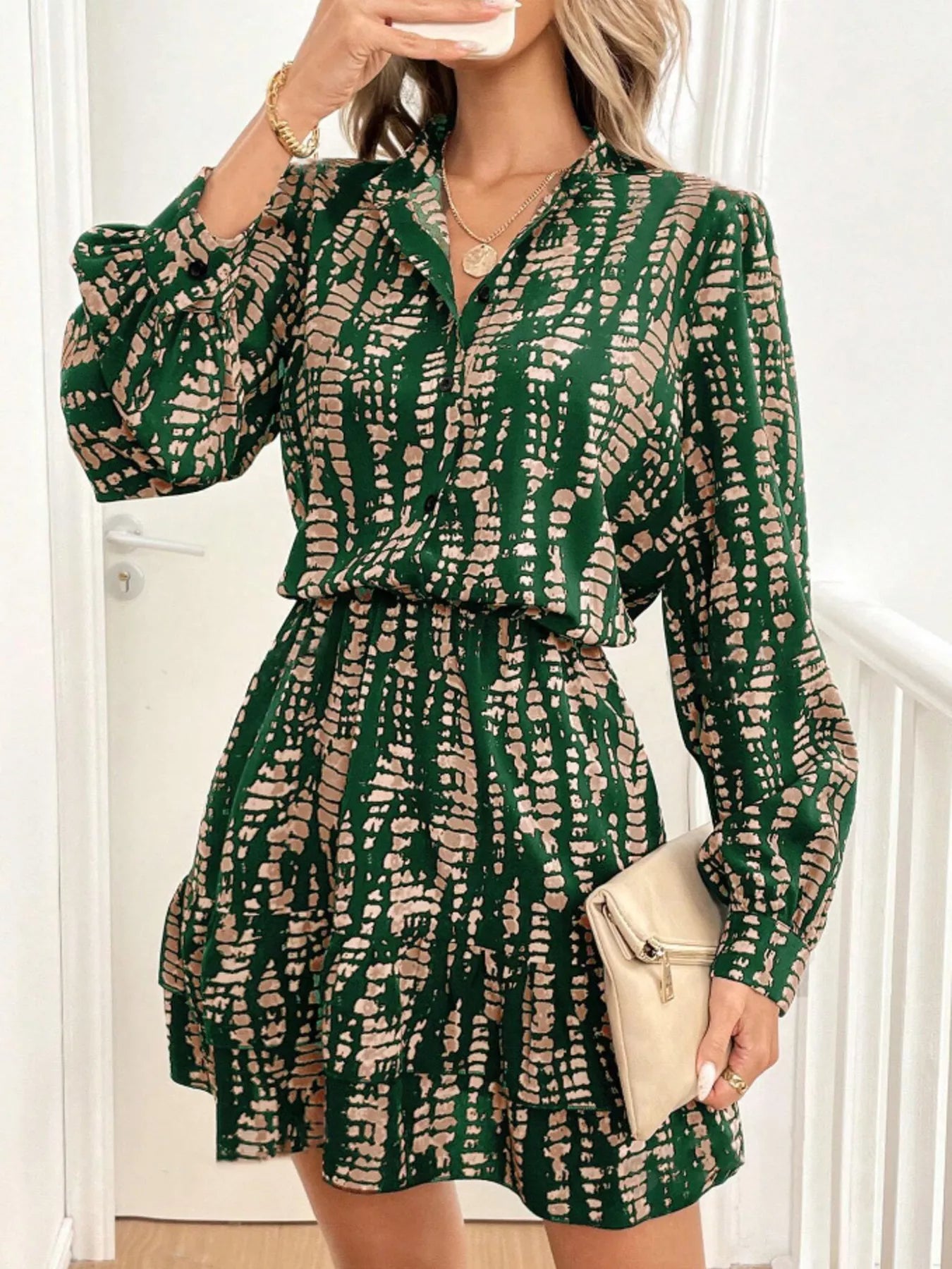 Hazel Blues® |  Printed Long Sleeve Mini Dress