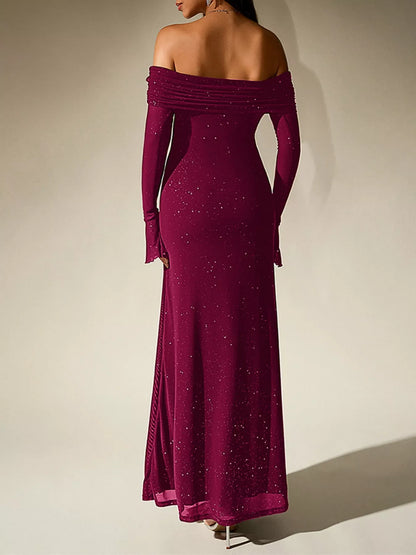 Hazel Blues® |  Glitter Off-Shoulder Maxi Dress
