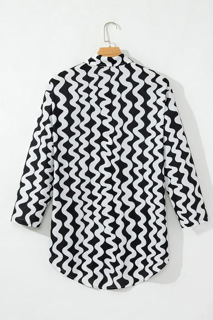 Hazel Blues® | Button Down Contrast Striped Cover-Up
