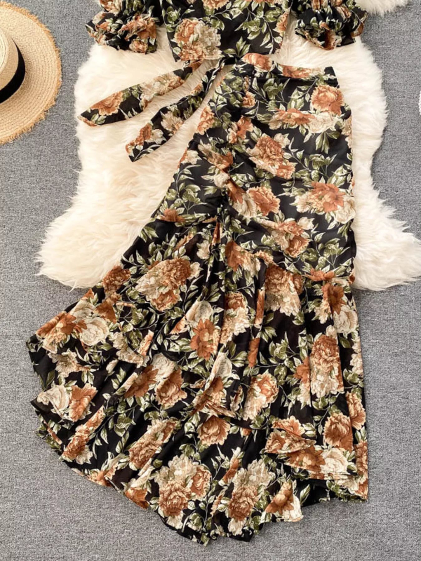 Hazel Blues® |  Floral Print Crop Top and Skirt Set