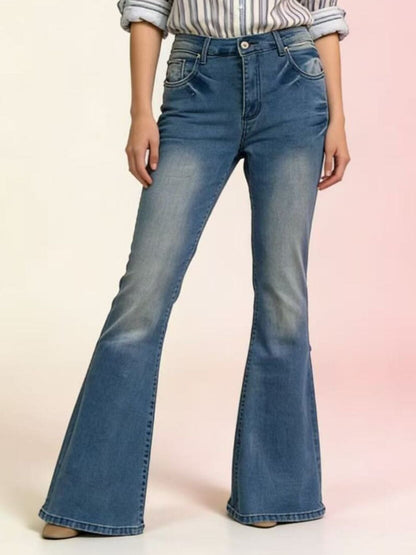 Hazel Blues® | Vintage Wash High-Waisted Flare Jeans
