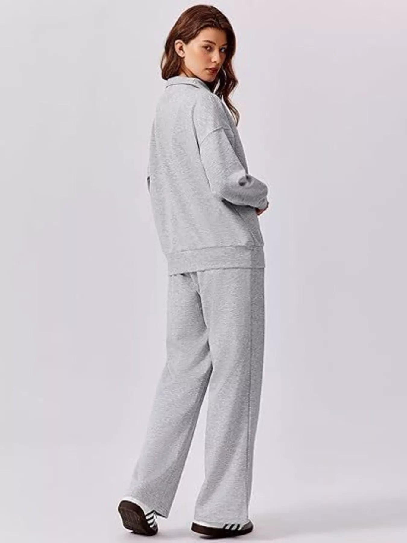 Hazel Blues® |  Relaxed Fit Quarter-Zip Top and Pants Set