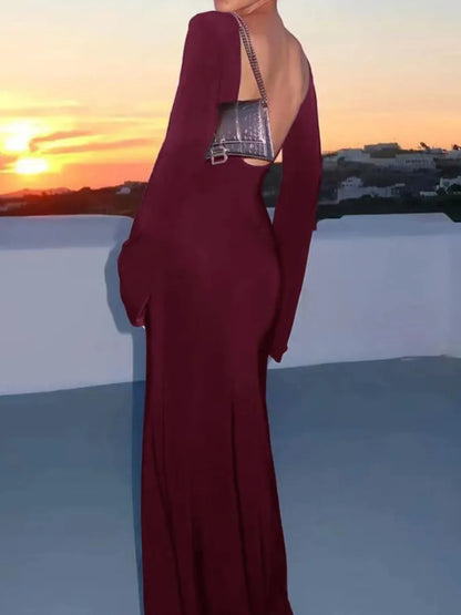 Hazel Blues® | Backless Long Sleeve Maxi Cover-Up