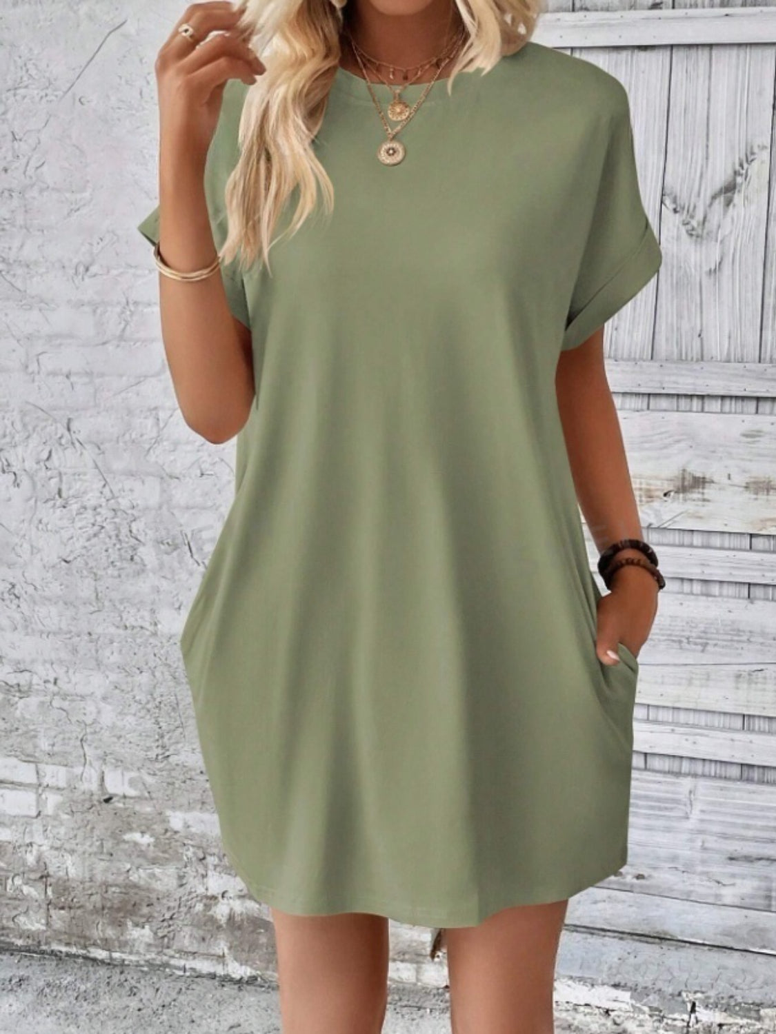 Hazel Blues® |  Short Sleeve Mini Tee Dress with Pockets
