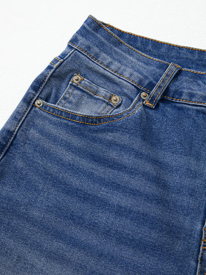 Hazel Blues® |  Raw Hem Unique Cuffs Straight High Rise Loose Jeans