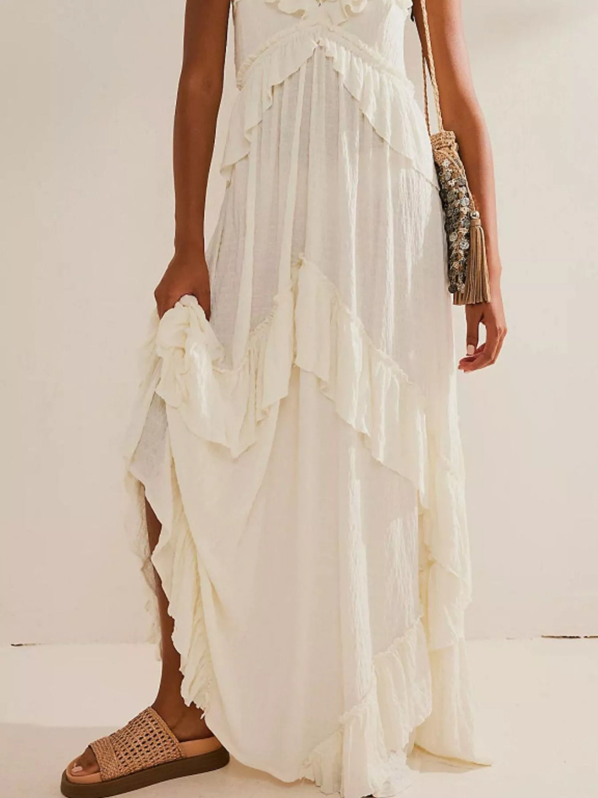 Hazel Blues® |  Ruffled Halter Neck Maxi Dress