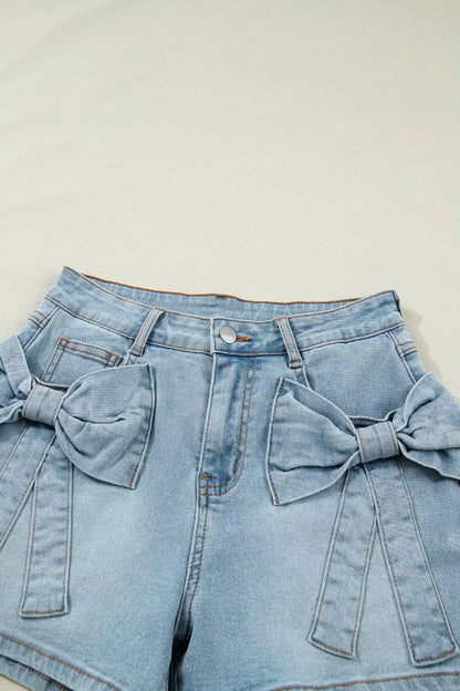 Hazel Blues® |  Bow Detail Denim Shorts with Pockets