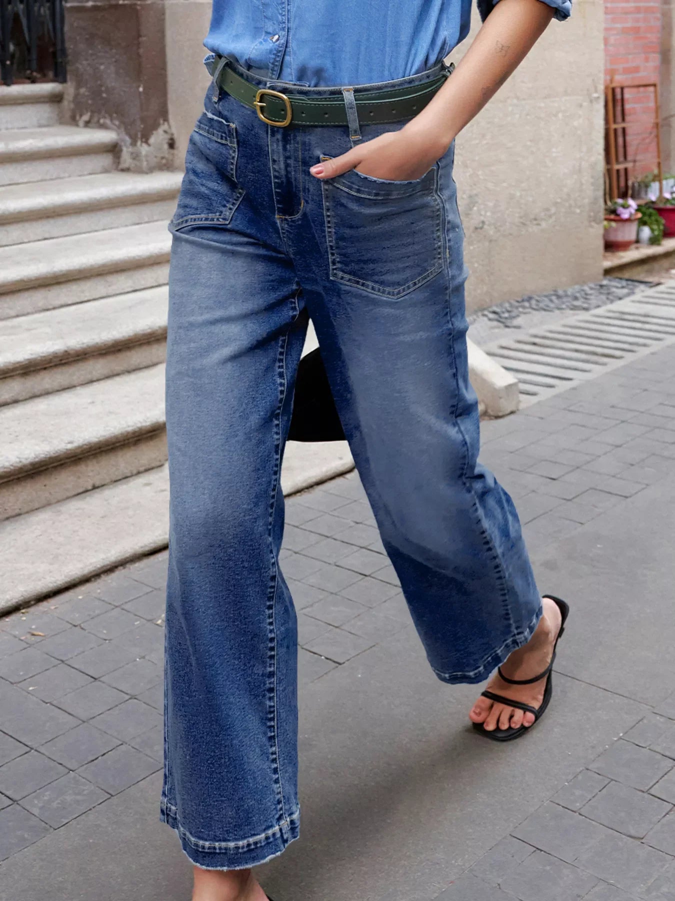 Hazel Blues® |  Patch Pocket Shift Jeans