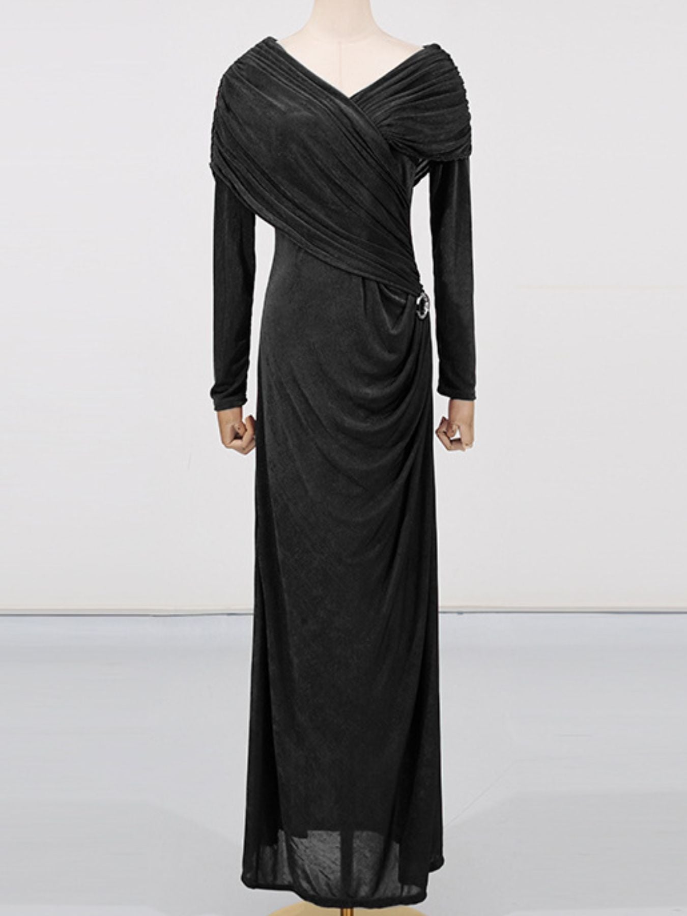 Hazel Blues® |  Ruched Draped Long Sleeve Maxi Dress