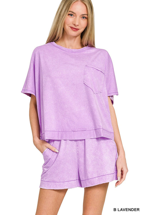 Hazel Blues® |  Zenana Acid Washed Oversized Top & Shorts Set