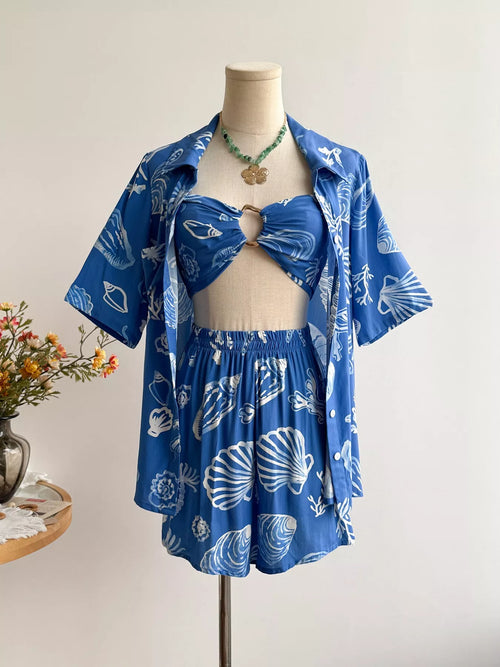 Hazel Blues® |  Seashell Print 3-Piece Summer Set