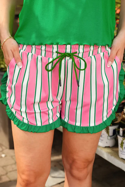 Hazel Blues® |  Pink Lemonade Ruffle Shorts