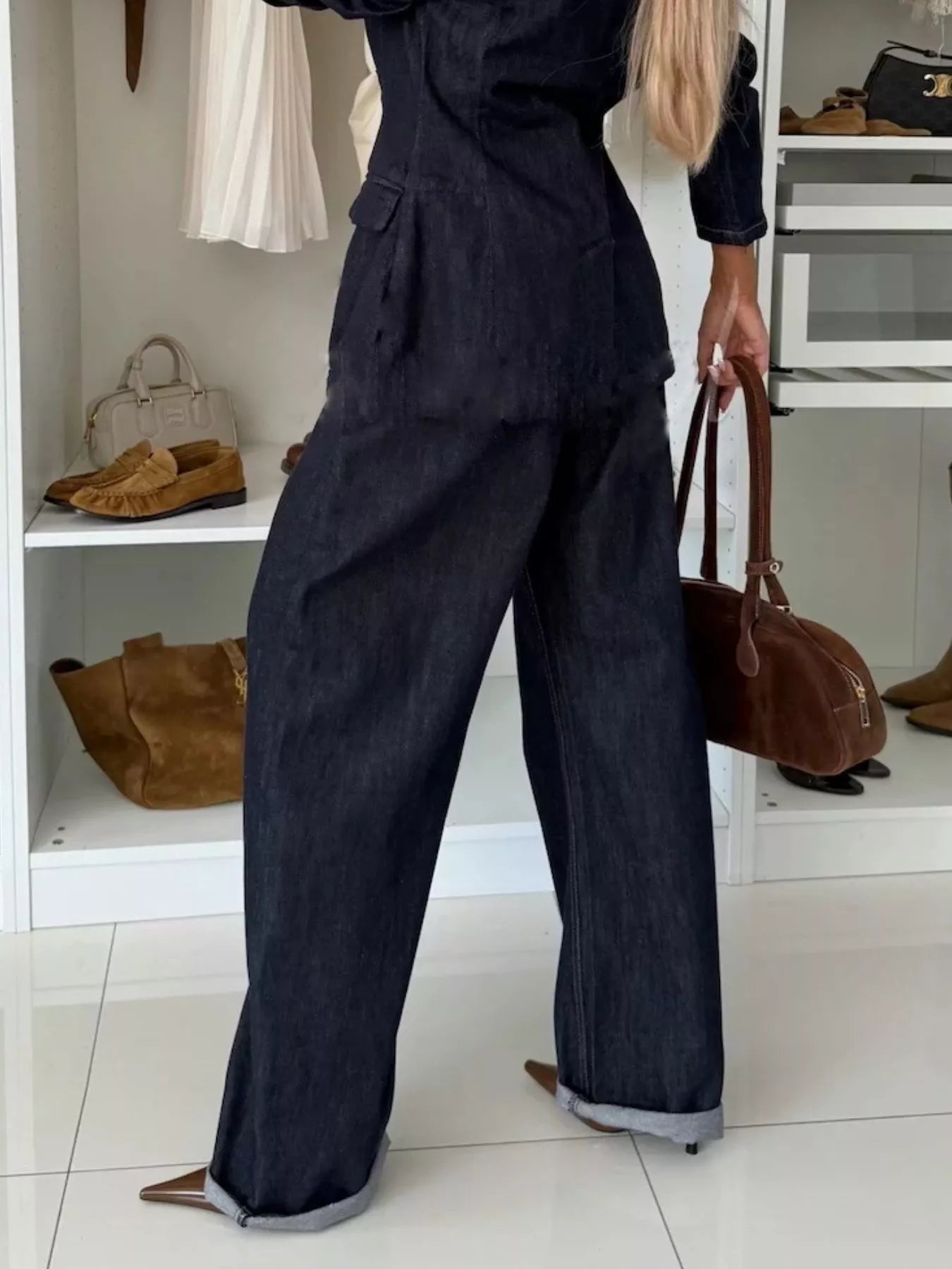 Hazel Blues® |  High-Waisted Wide-Leg Washed Jeans
