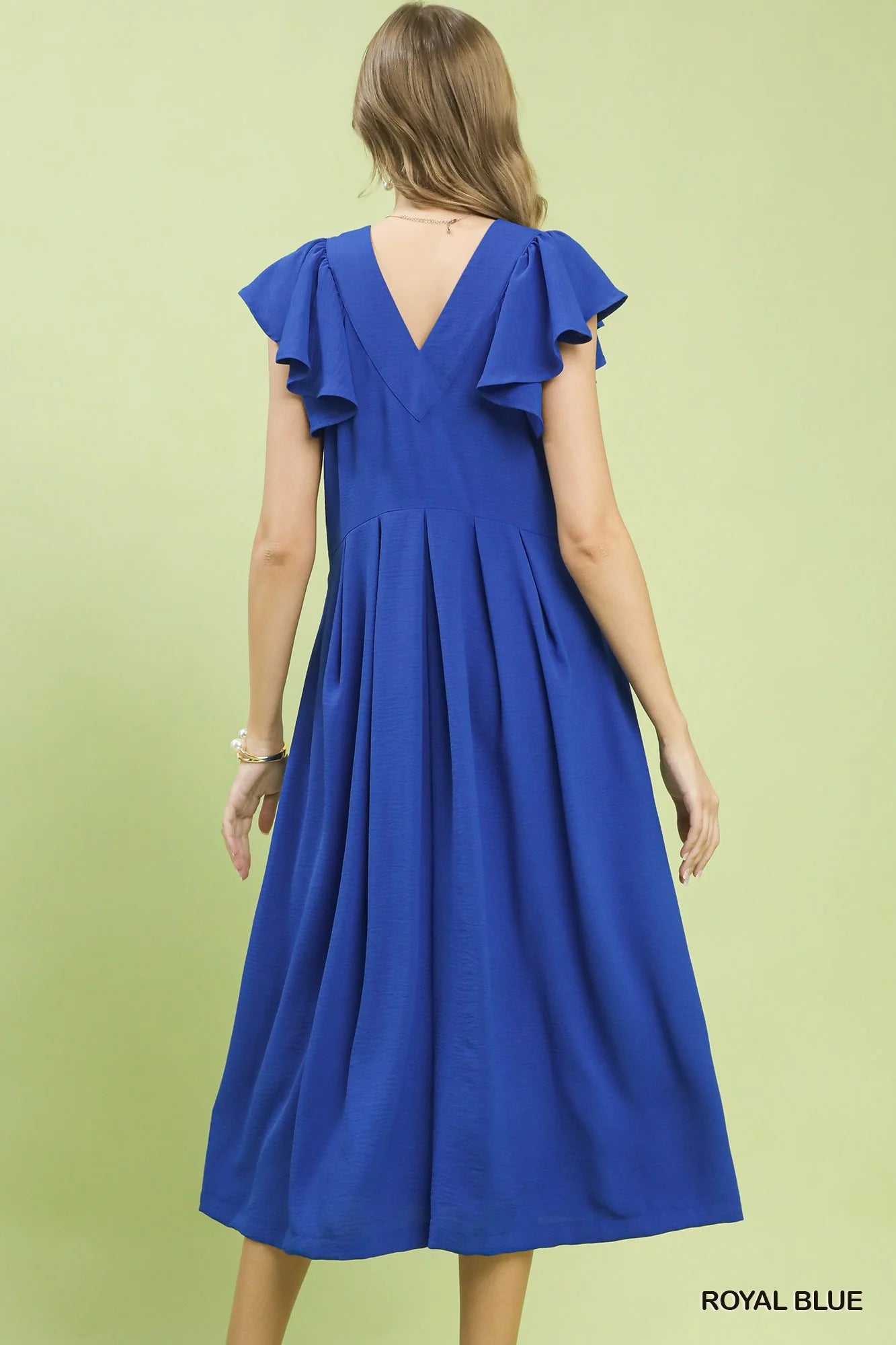 Hazel Blues® |  Umgee Ruffle Sleeve V-Neck Midi Dress