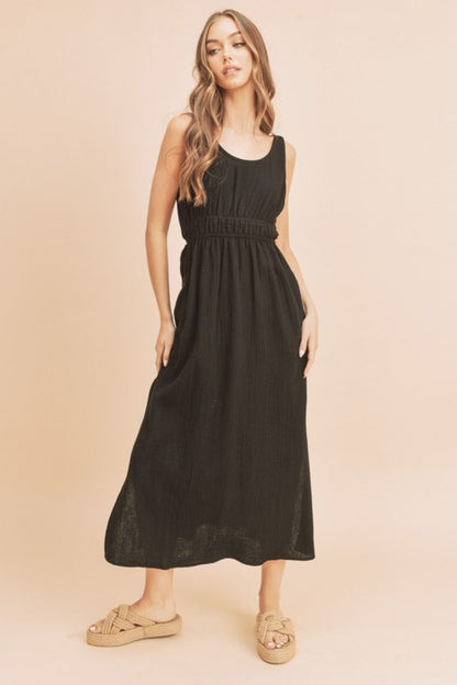 Hazel Blues® |  Aemi + Co Side Slit Round Neck Sleeveless Tank Dress