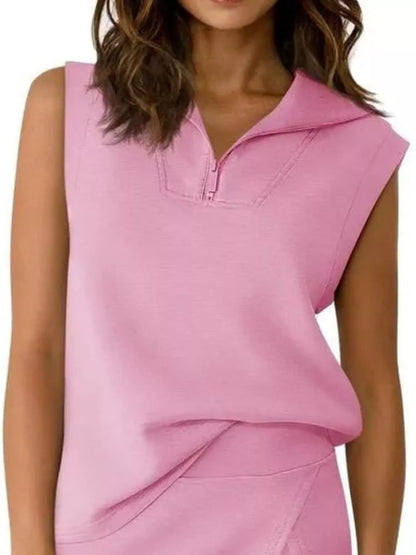 Hazel Blues® |  Quarter Zip Top and Skort Set