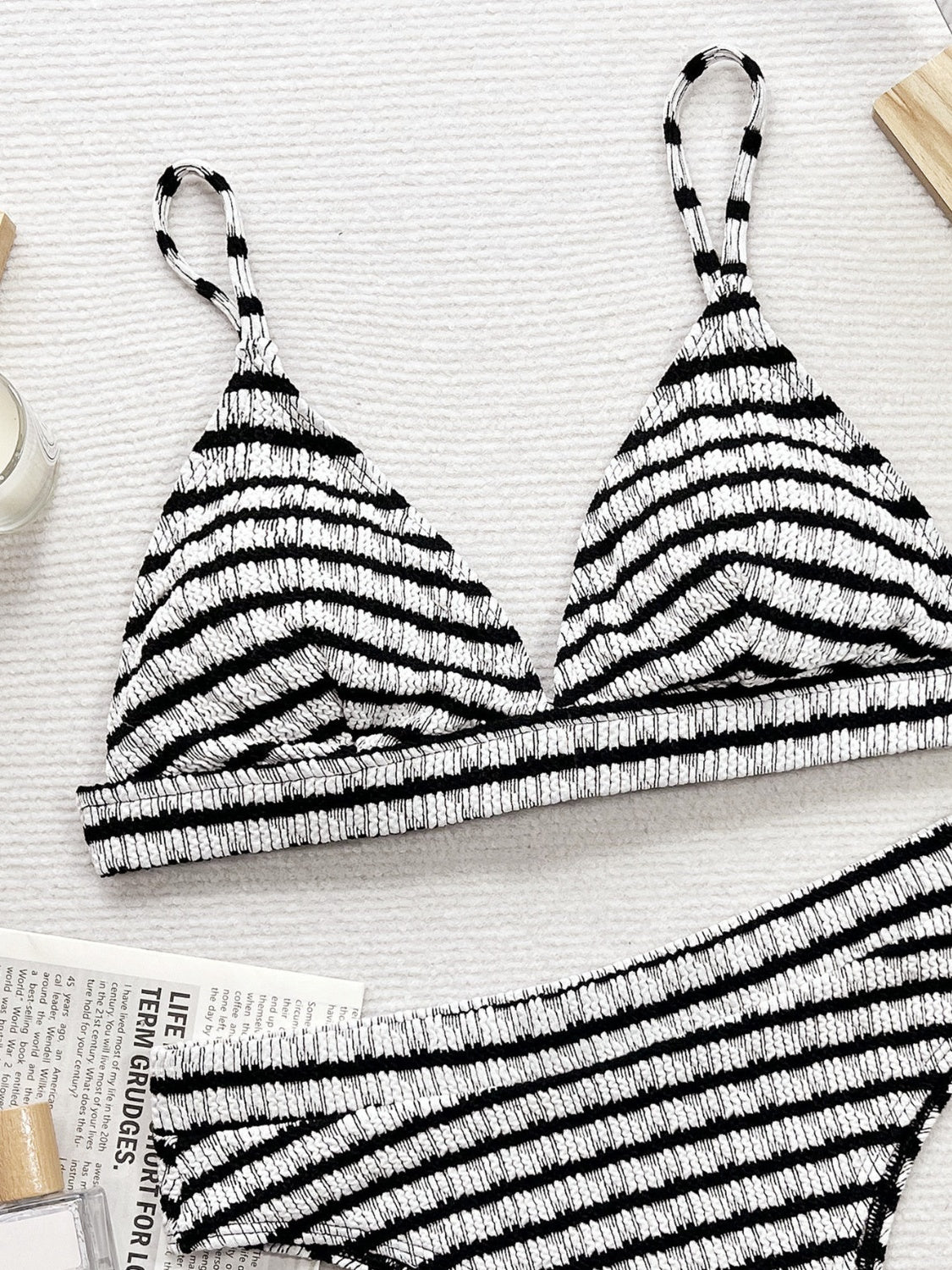 Hazel Blues® | Striped V-Neck Two-Piece Swim Set