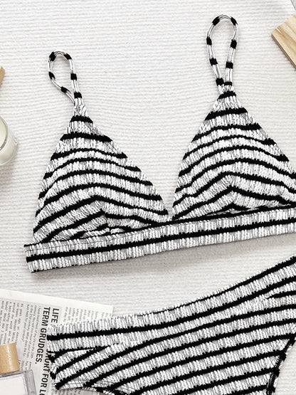 Hazel Blues® | Striped V-Neck Two-Piece Swim Set