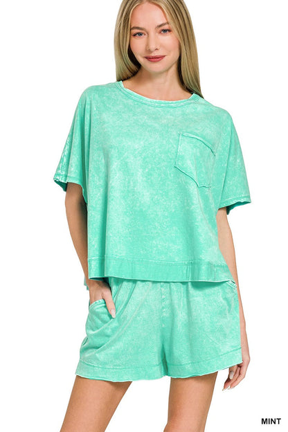 Hazel Blues® |  Zenana Acid Washed Oversized Top & Shorts Set