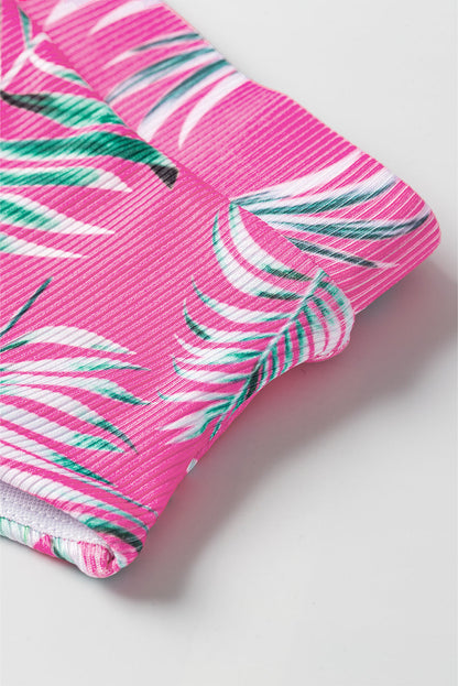 Hazel Blues® | Rose Tropical Print Textured Bikini Bottoms
