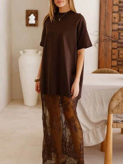 Hazel Blues® |  Floral Patchwork Short Sleeve T Shirt Loose Dress