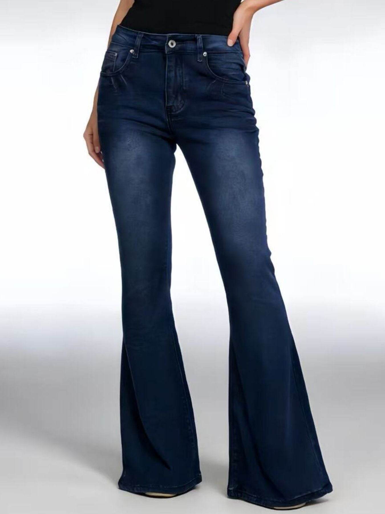 Hazel Blues® | Vintage Wash High-Waisted Flare Jeans
