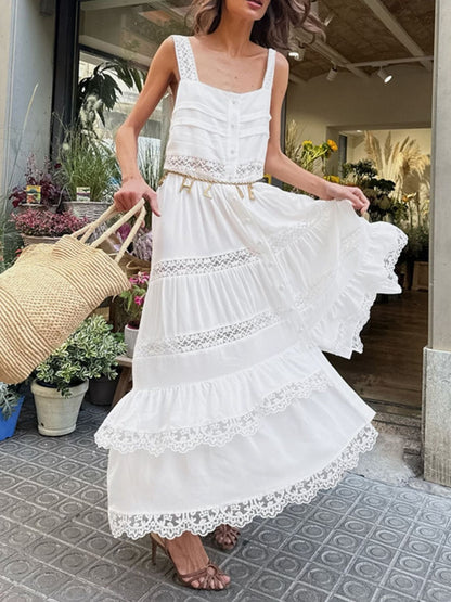 Hazel Blues® |  Lace Detail Wide Strap Dress